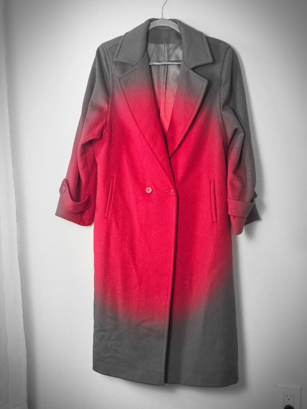 Vintage Rio Coat Company Red Long Coat Made in USA Wool-Style Overcoat